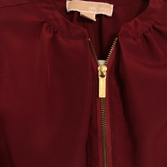 Cranberry Michael Kors Zip Blouse - Picture 2 of 5